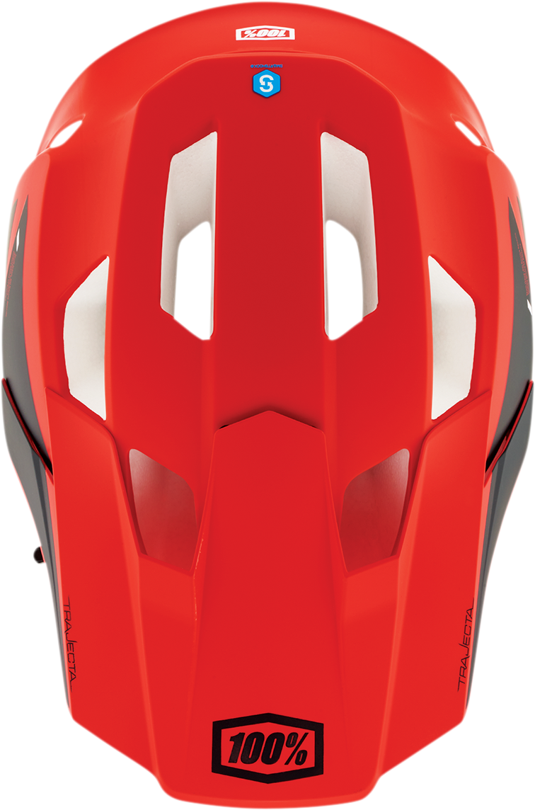 100% Trajecta Helmet - Fidlock Magnetic Snap Buckle, Cargo Fluo Red, Large - Enduro & All Mountain Fit