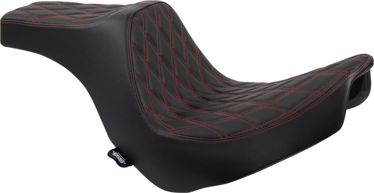 DRAG SPECIALTIES SEATS Predator III 2-Up Seat for Harley FL/FX Models 2018-2024 with Red Stitching