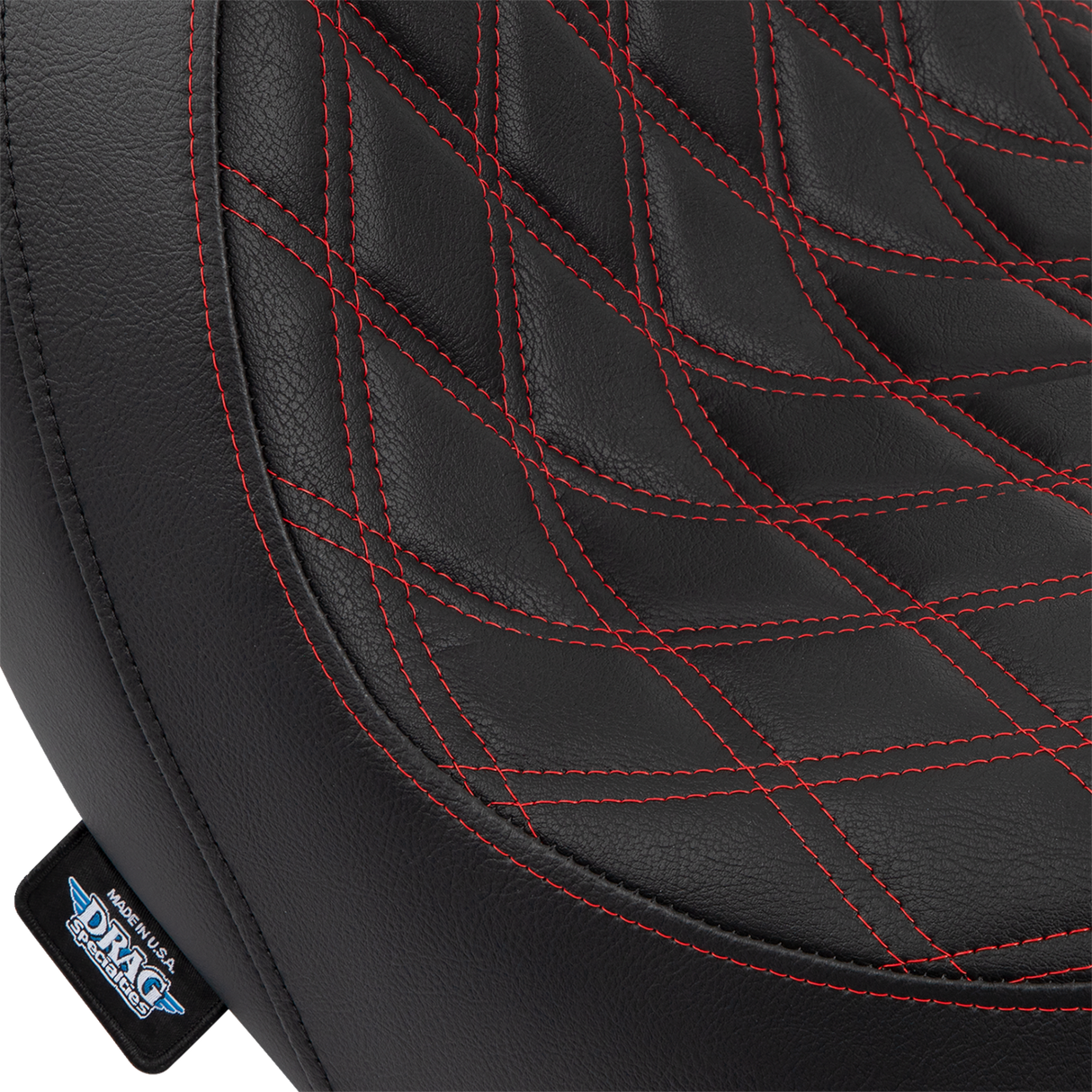 DRAG SPECIALTIES SEATS Predator Seat with Double Diamond Vinyl and Red Stitching for Harley-Davidson FLSB/FXLR '18-'23