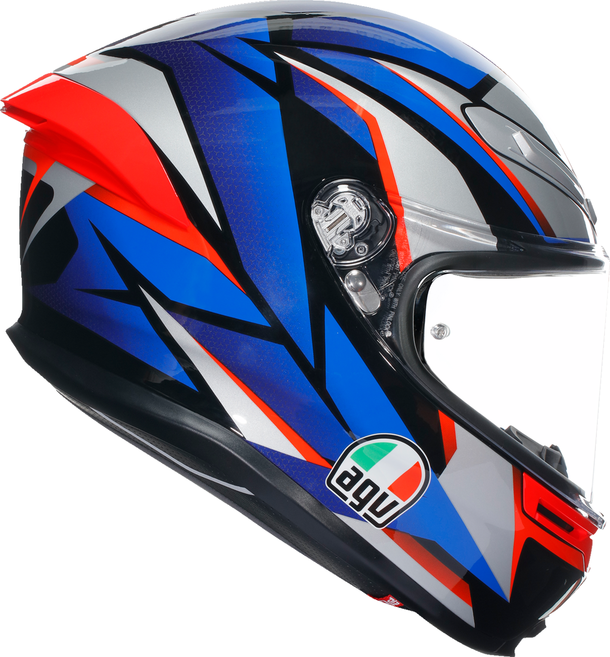 AGV K6 S Helmet Slashcut Black/Blue/Red – Small, Carbon-Aramid Shell, Designed for Road & Sport Riding