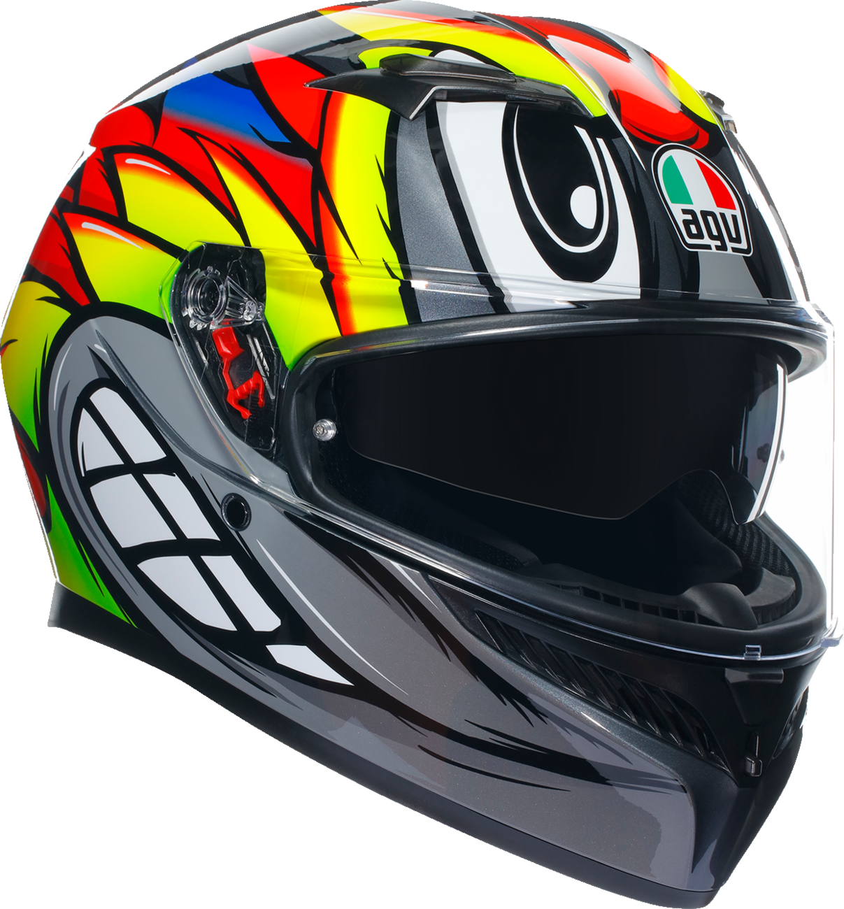 AGV K3 Birdy 2.0 Motorcycle Helmet - Gray/Yellow/Red - XL | Sportbike Helmet with Pinlock® and Ventilation System for All Riding Positions