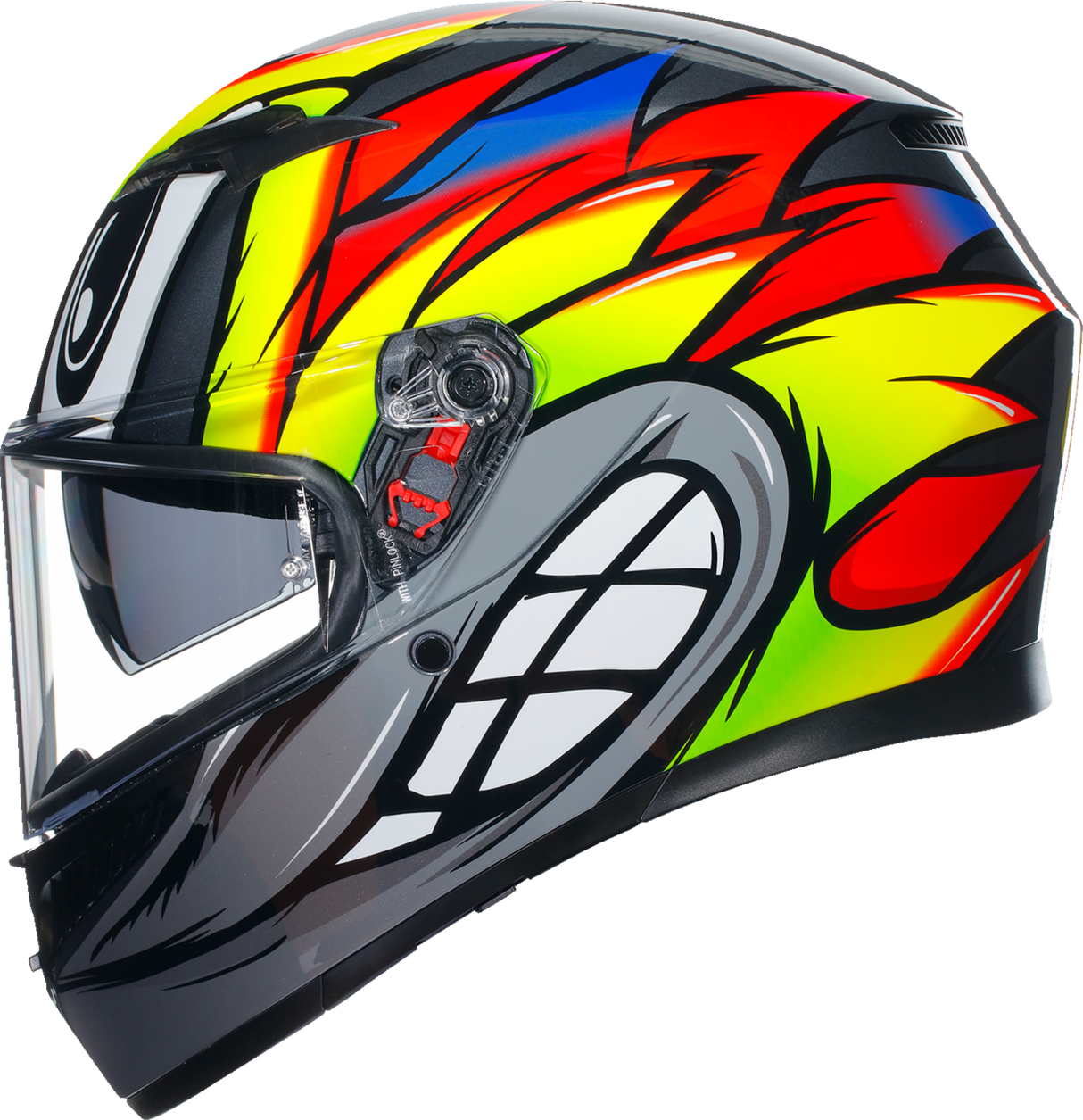 AGV K3 Helmet Birdy 2.0 - Gray/Yellow/Red Large | Motorcycle Helmet with Pinlock® Lens & Advanced Ventilation for Sport and Touring Riders