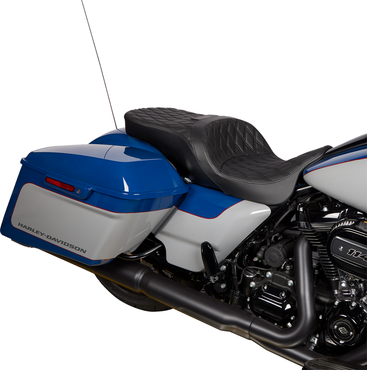 Drag Specialties Seats Freedom Seat with Vinyl Cover - Double Diamond Black Stitch for Harley FLH 2009-2023