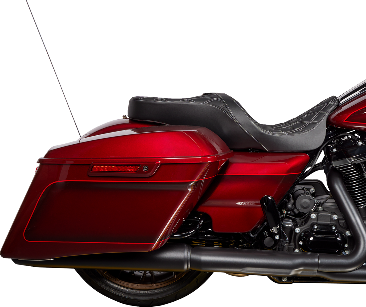 DRAG SPECIALTIES SEATS Freedom Seat with Vinyl Cover for Harley-Davidson FLH 2009-2023, Double Diamond Silver Stitch - Part 0801-1482