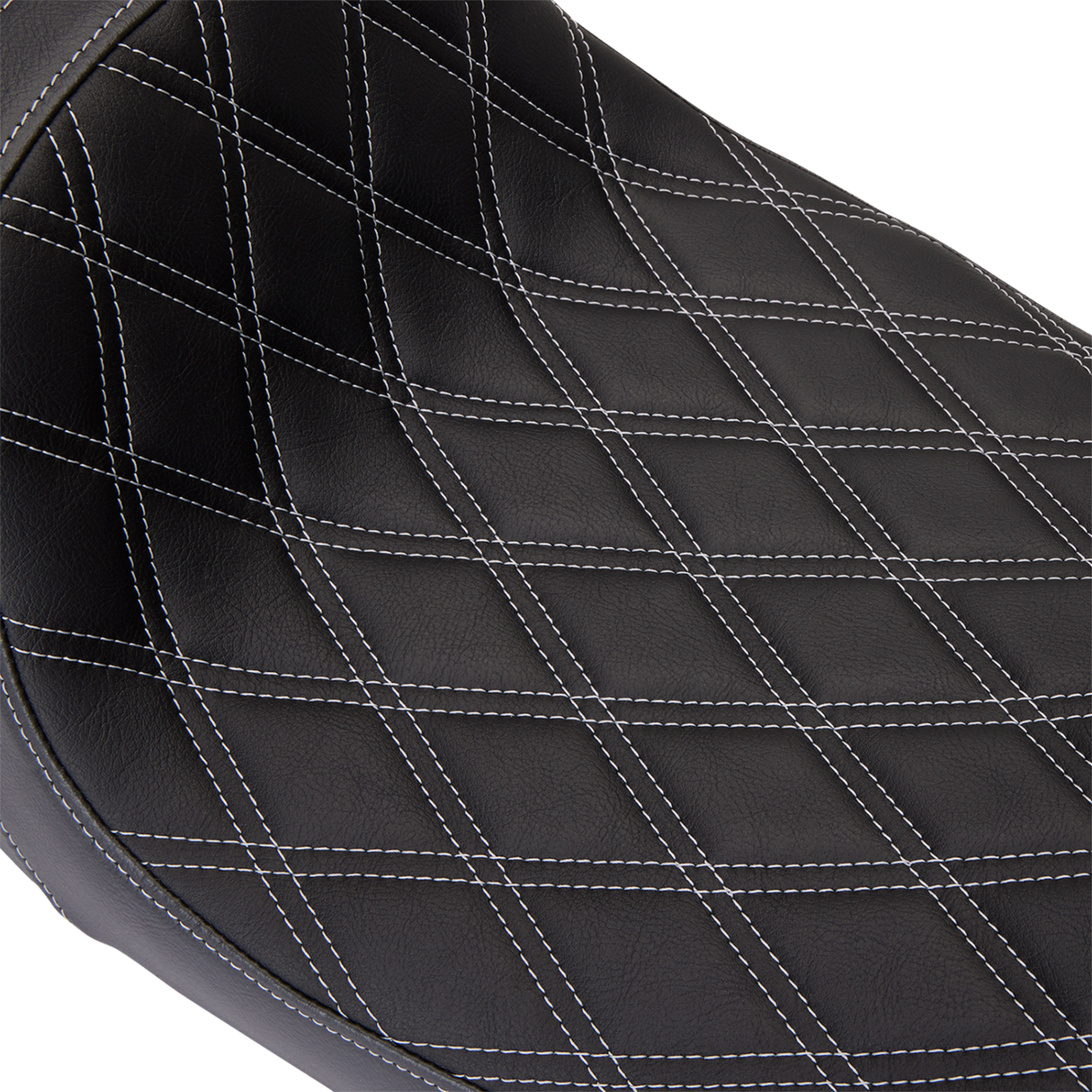 Drag Specialties Seats Predator 1Up Seat for Harley FLH 2008-2023 with Vinyl Cover and Double Diamond Silver Stitch