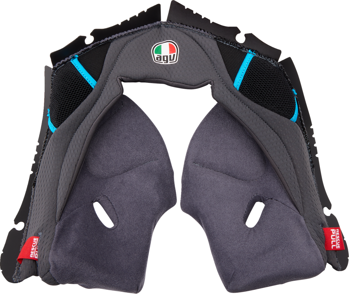 AGV Pista GP RR Cheek Pads - Gray/Cyan for AGV Pista GP RR Helmets, Size 2XL