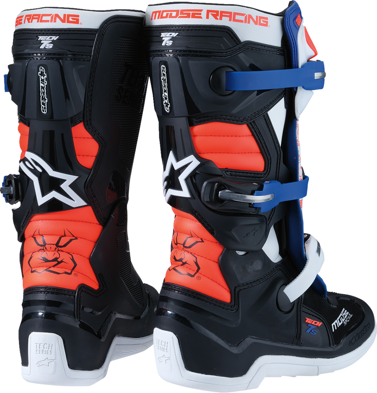 MOOSE OFFROAD Youth Tech 7S Boots - Black/White/Red/Blue - US 7 0215024-1297-7