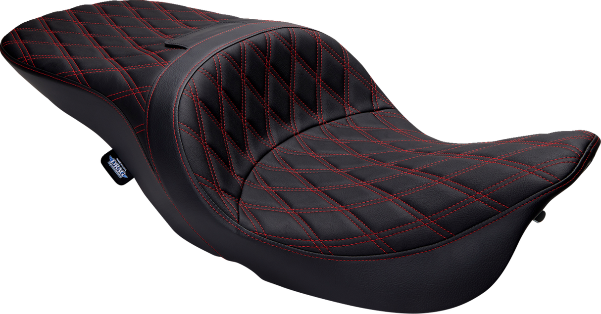 DRAG SPECIALTIES SEATS Freedom Seat - Vinyl - Double Diamond Red Stitch for Harley FLH 1997-2007