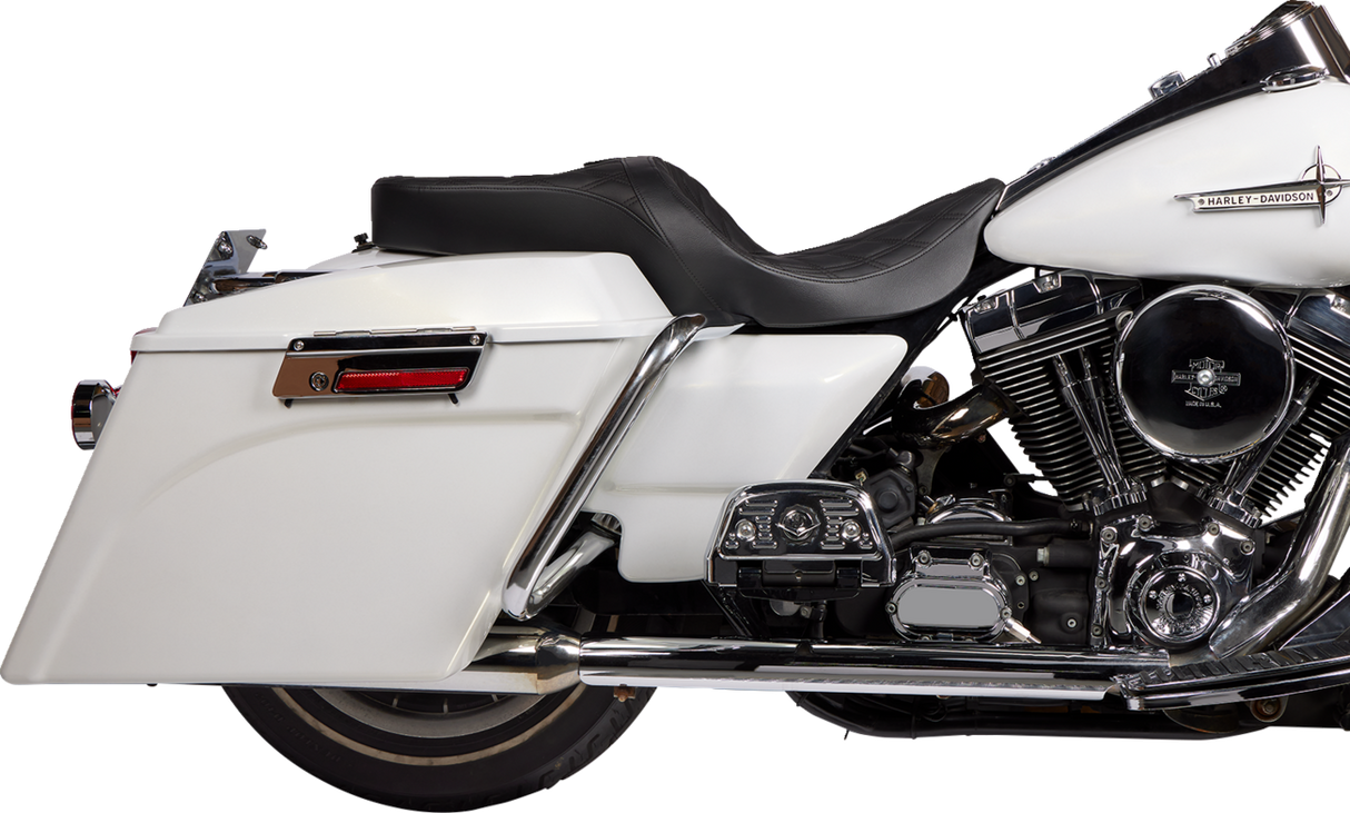 DRAG SPECIALTIES SEATS Freedom Seat with Vinyl Cover for Harley FLH 1997-2007, Double Diamond Black Stitch - Part #08011504-4676B