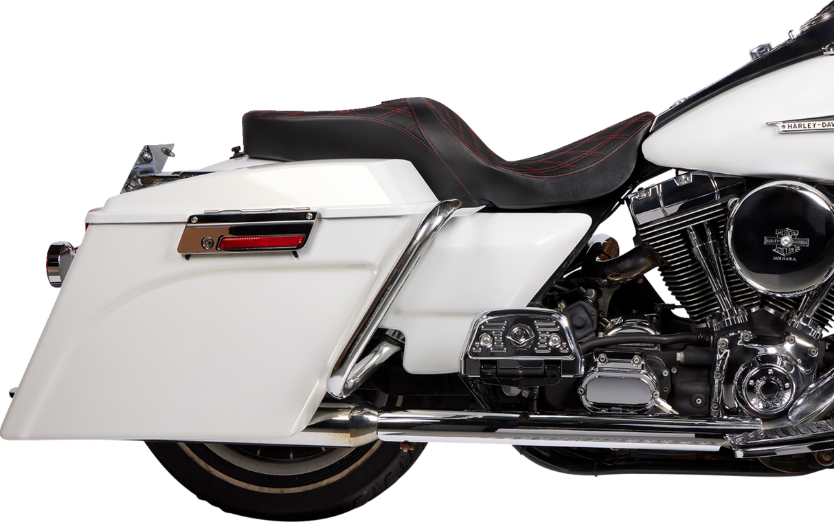 DRAG SPECIALTIES SEATS Freedom Seat - Vinyl - Double Diamond Red Stitch for Harley FLH 1997-2007