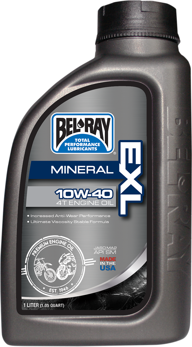BEL-RAY EXL 4T Mineral Oil 10W-40 - 1L for Motorcycle Engines with Superior Protection