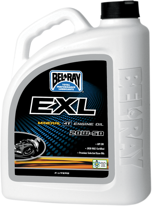 BEL-RAY EXL 4T Mineral Oil 20W-50 for Motorcycle Engines - 4L (Part No. 99100-B4LW)