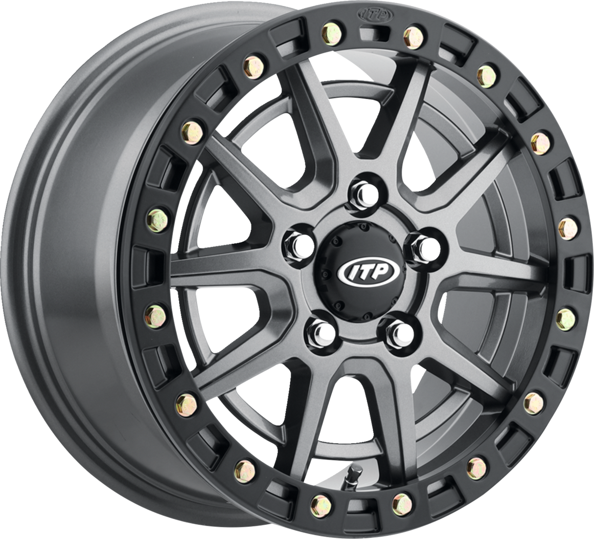 ITP Wheel - SD10 Beadlock - Front/Rear - Gray w/Black Ring - 15x7 - 5/4.5 - 6+1 1522850708B
