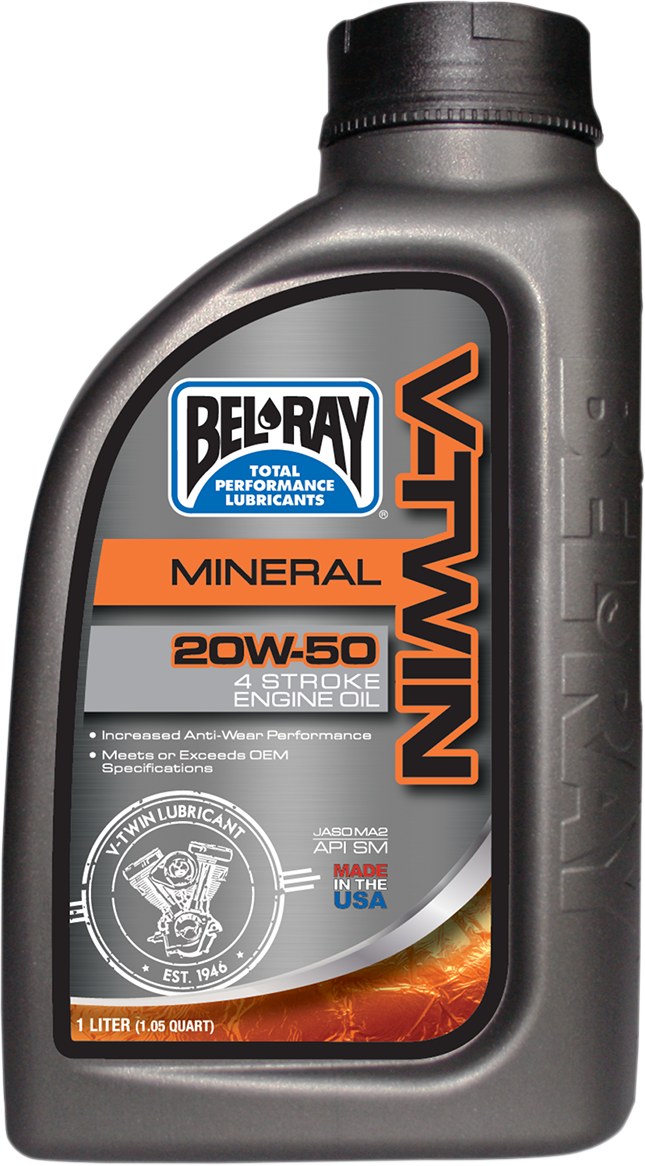 BEL-RAY V Twin Oil 20W50 - 1L for Harley-Davidson EVO, Twin Cam, and M8 Engines