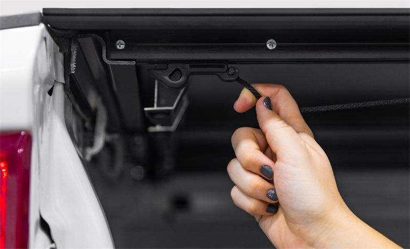 Access LOMAX Hard Tri-Fold Tonneau Cover for 2014-2021 Ford F-150, 6 ft 6 in Bed - Black Urethane