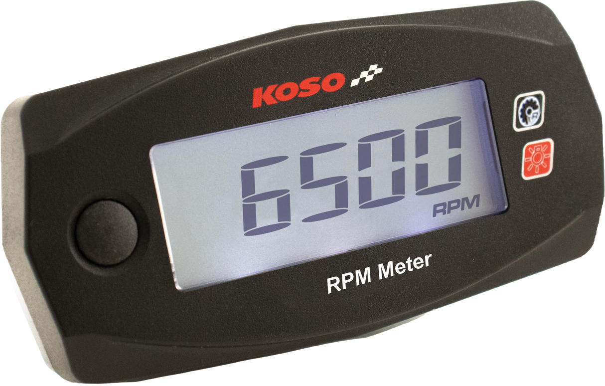 KOSO Mini 4 Tachometer Part BA033040 – Compact RPM Gauge with LCD Screen for Automotive and Marine Vehicles