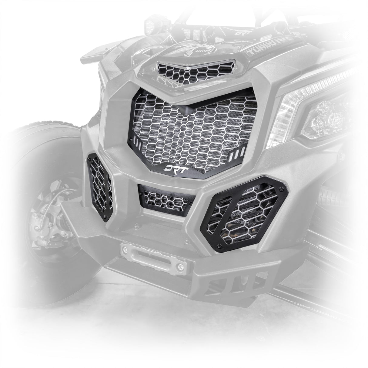 Can-Am X3 5-piece V2 front grill kit – black powder-coated mesh