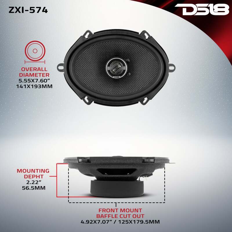 DS18 ZXI-574 5x7 Inch 70W RMS 2-Way Coaxial Car Speakers with Kevlar Cones for Jeep, Ford, Chevrolet, and more