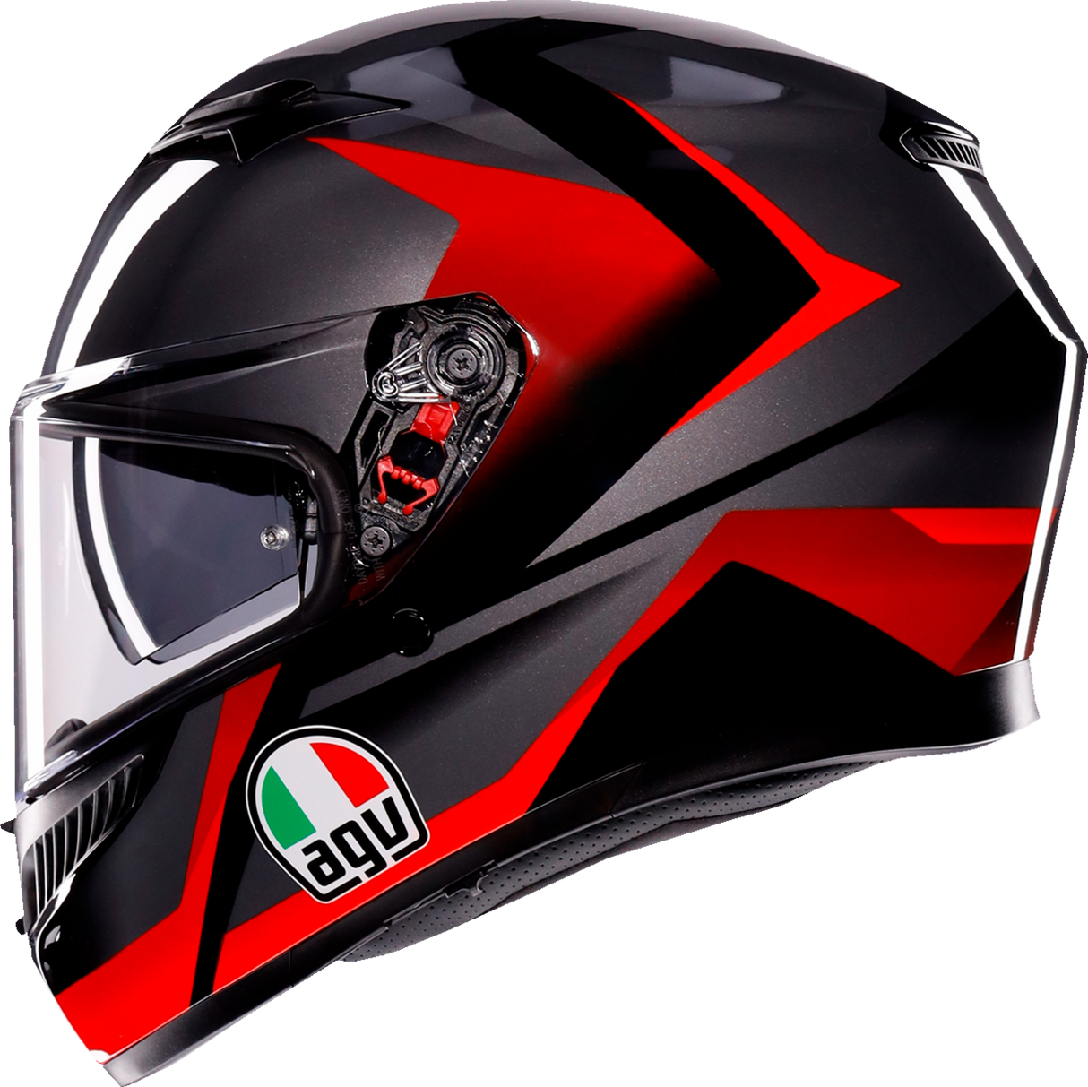 AGV K3 Helmet Striga Black/Gray/Red XL | Motorcycle Helmet with Pinlock® Lens and Ventilation System