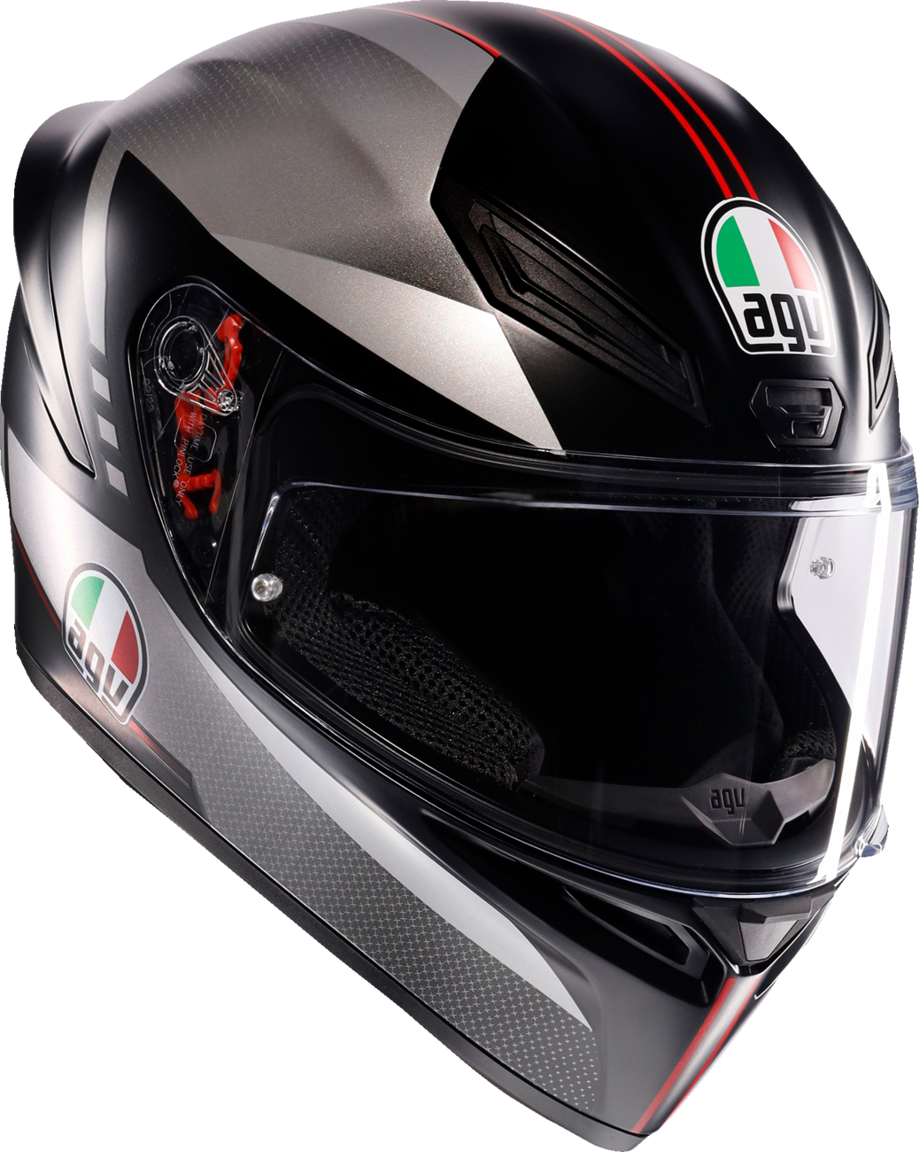 AGV K1 S Helmet - Lap - Matte Black/Gray/Red - XL | Motorcycle Helmet with Ventilation and Quick Release System