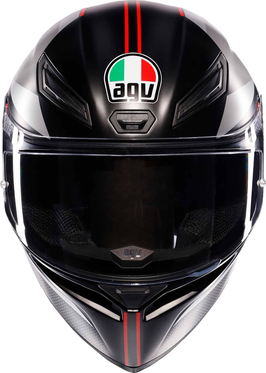 AGV K1 S Helmet - Lap - Matte Black/Gray/Red - XL | Motorcycle Helmet with Ventilation and Quick Release System