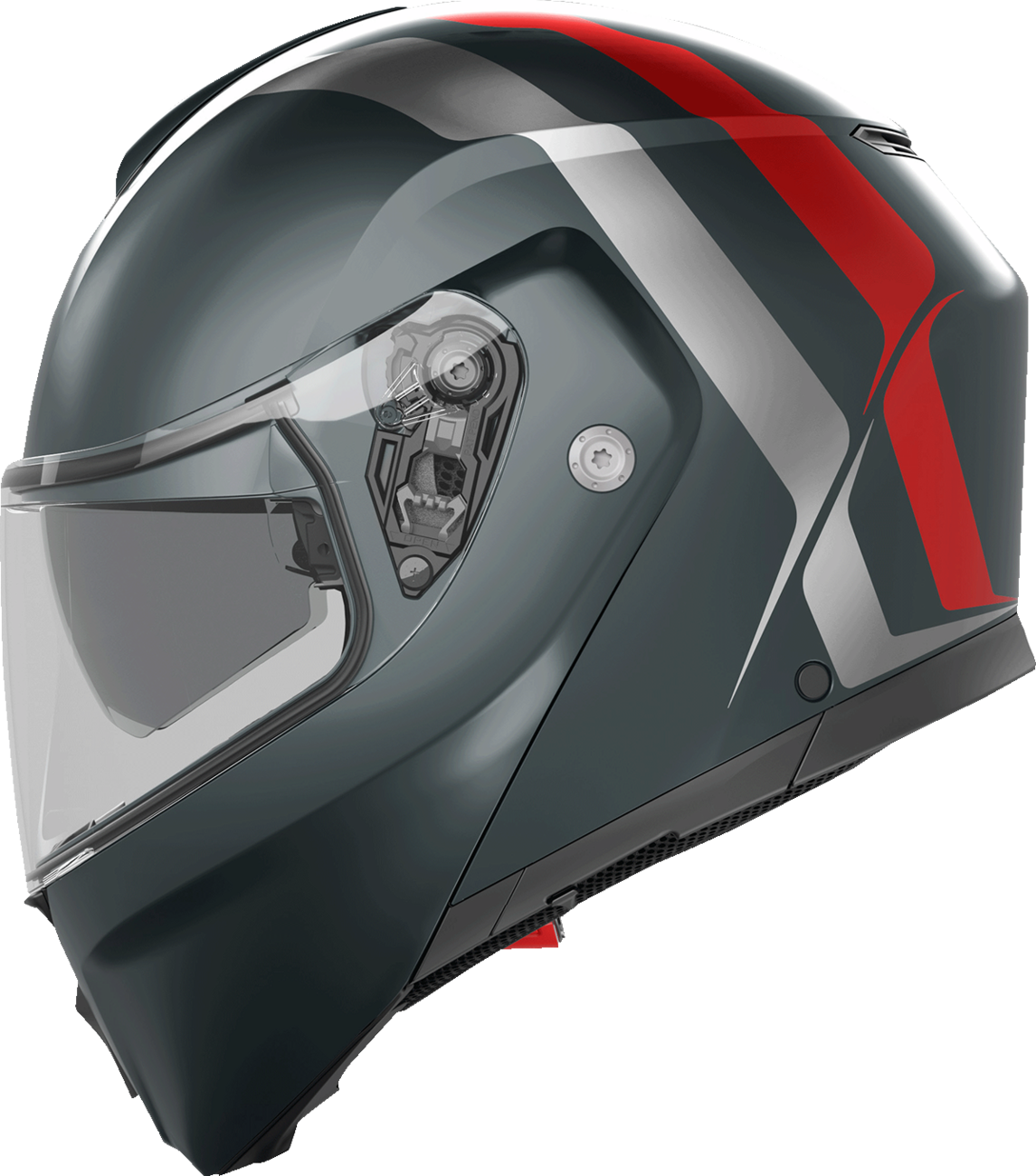 AGV Streetmodular Helmet Resia Small - Matte Gray/Silver/Red with Pinlock® 70 MaxVision™ Visor for Motorcycle Touring and Commuting