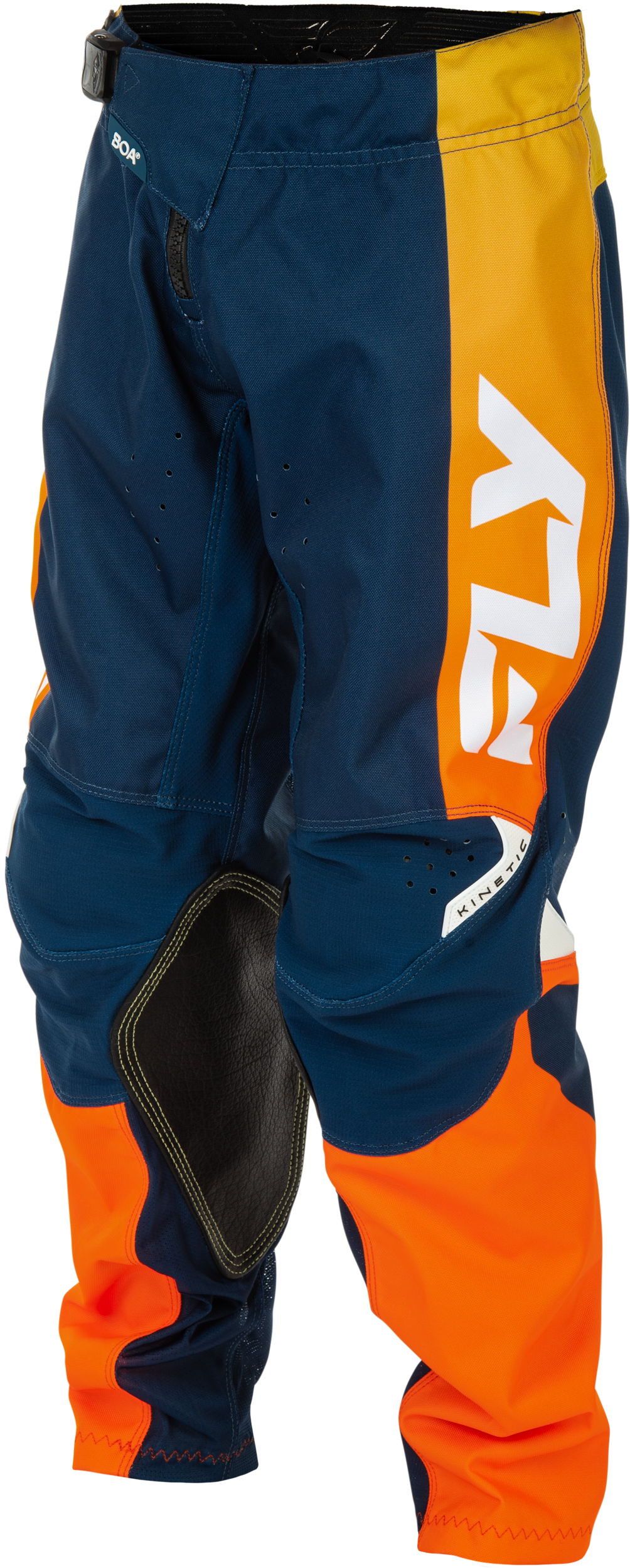 Fly Racing Youth Kinetic Pants Navy/Orange Size 26 - Durable Motorcycle Riding Gear for Kids