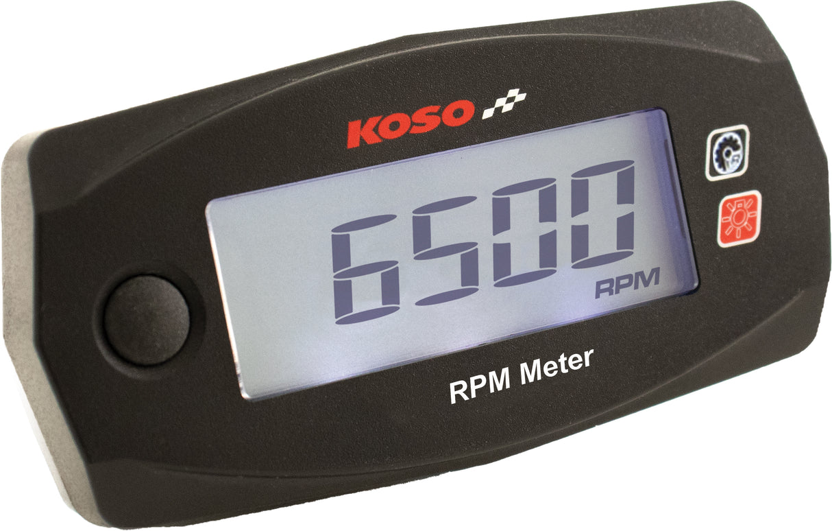 KOSO Mini 4 Tachometer Part BA033040 – Compact RPM Gauge with LCD Screen for Automotive and Marine Vehicles