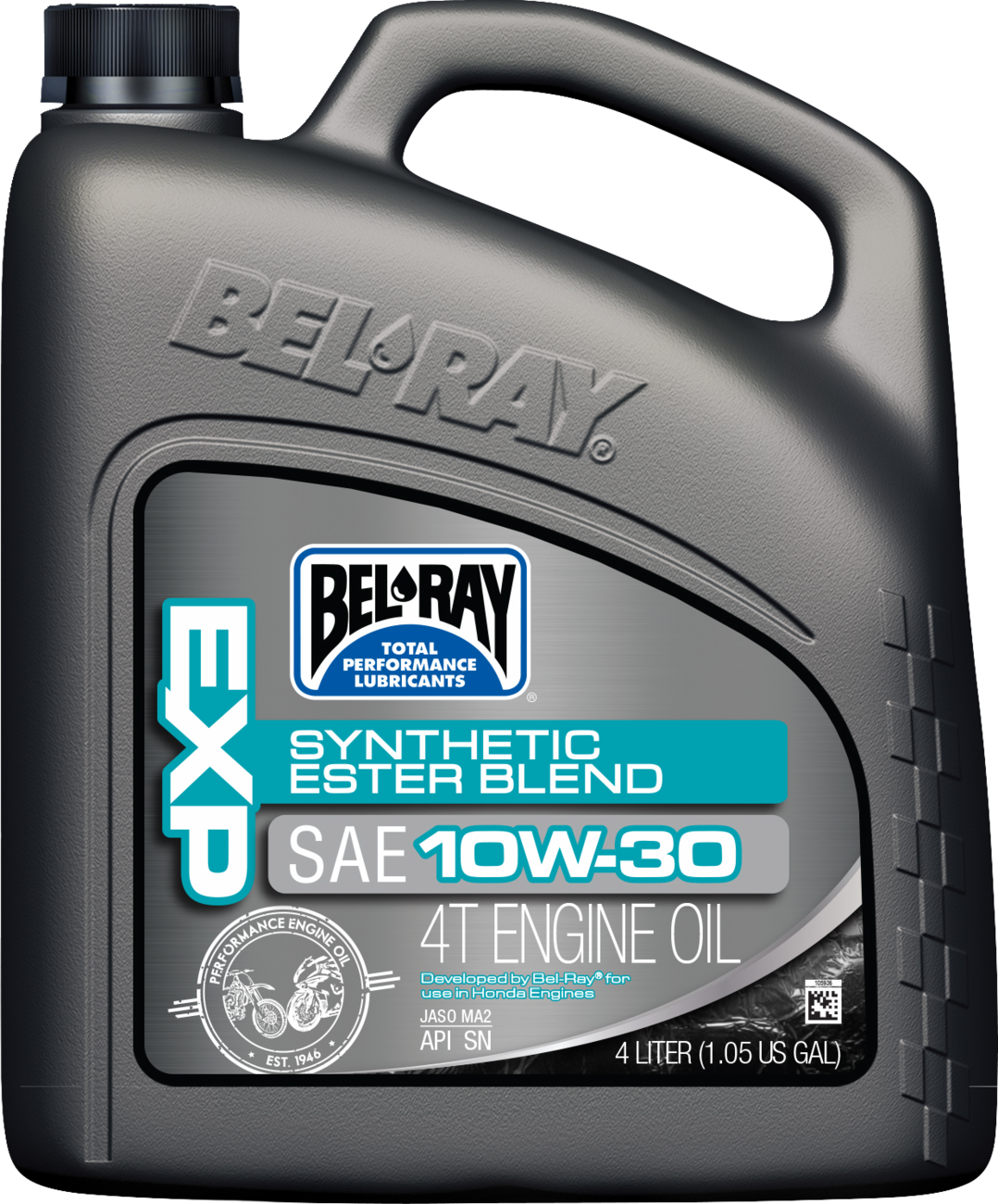 BEL-RAY EXP Synthetic Blend 4T Oil 10W-30 – 4 Liters for Harley Davidson, Honda, Yamaha, Kawasaki, Suzuki, and More