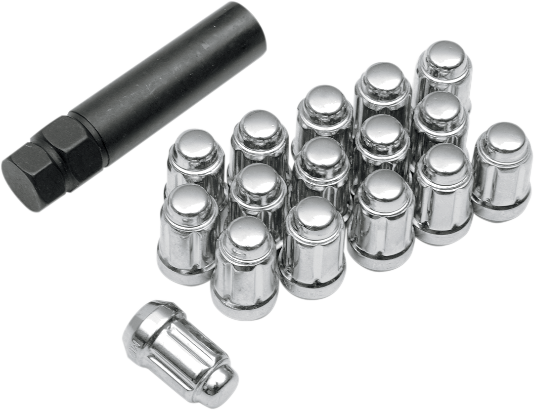 ITP Lug Nuts - 60° Tapered - Chrome - M12 x 1.50 - Splined with Key - 16 Pack ALUG20BX