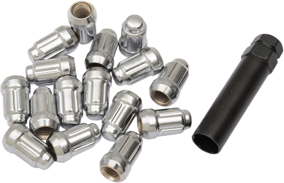ITP Lug Nuts - 60° Tapered - Chrome - M12 x 1.25 - Splined with Key - 16 Pack ALUG21BX