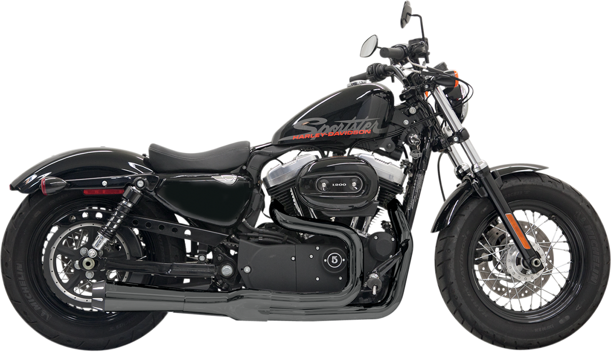 BASSANI XHAUST Mega Power Exhaust - Black - Short - '04-'13 XL with Mid/Forward Controls 1X22RB