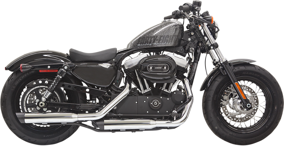 BASSANI XHAUST Firepower Series Slip-On Mufflers - Chrome/Black - Slash-Cut - Sportster 1X27SB