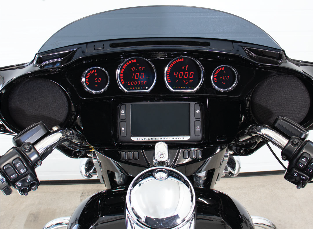 KOSO BA064921 4 Piece Red LED Gauge Kit for Harley-Davidson FLHT, FLHX, FLTR 2014-2022