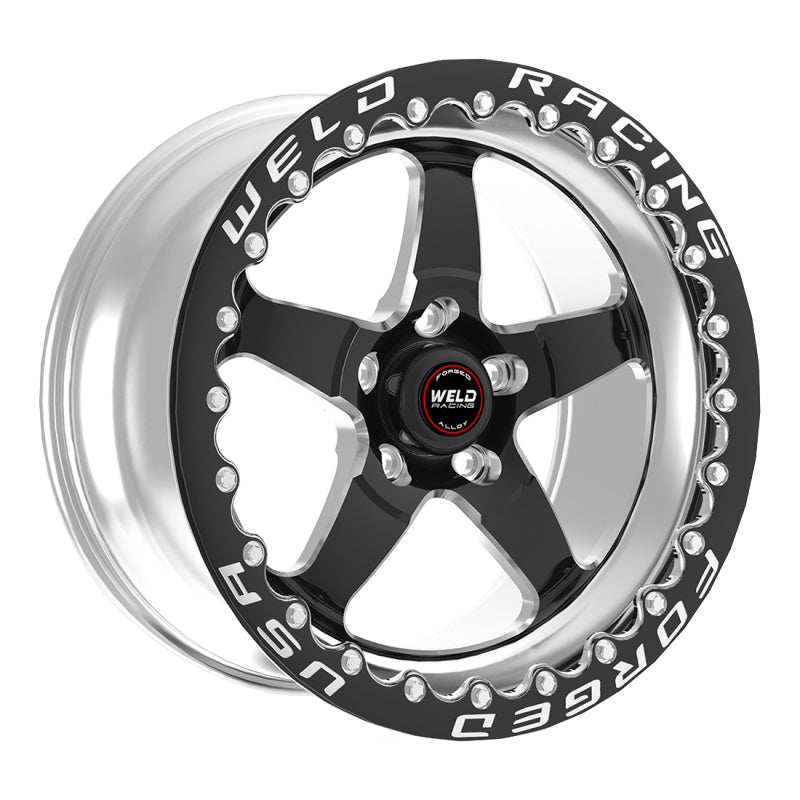 Weld S71 15x10.33 Inch Black Single Beadlock MT Wheel with 5x4.75 Bolt Pattern and 7.5 Inch Backspacing