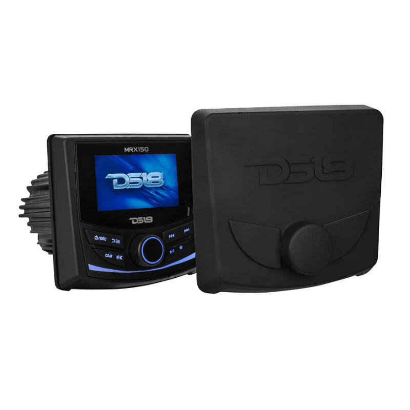 DS18 MRX150 Marine and Off-Road Audio Headunit with 3-inch Color TFT Screen, Bluetooth 5.0, and Dual-Zone Controls for Marine, ATV, UTV, and Off-Road Vehicles
