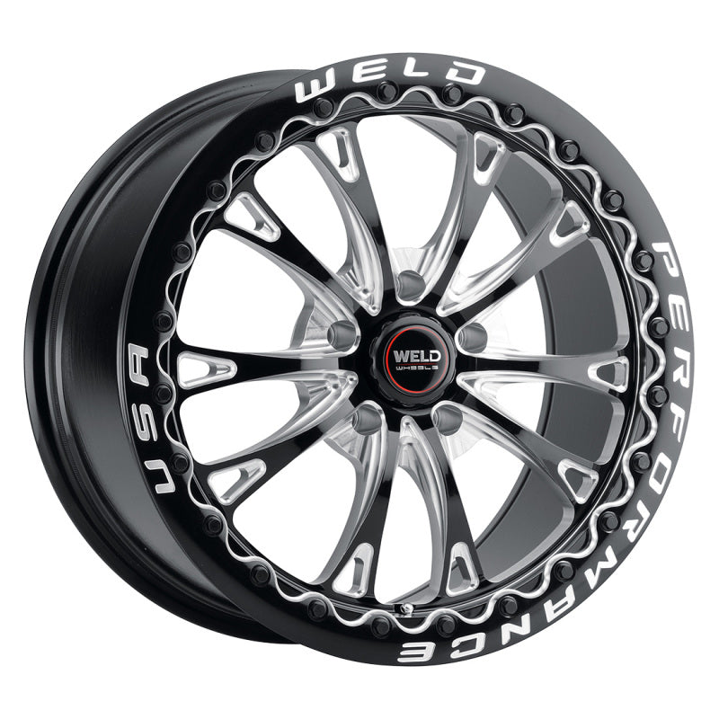 Weld S908 18x10 Belmont Drag Beadlock Wheel - Gloss Black Finish, 5x114.3 Bolt Pattern, ET30 Offset