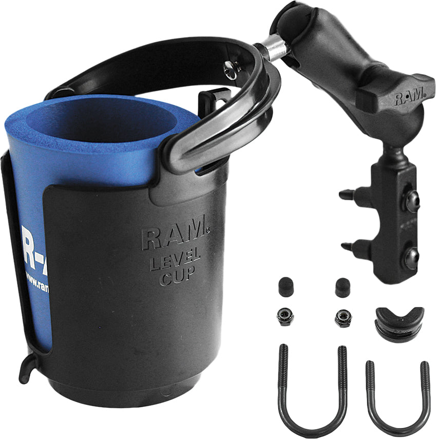 RAM Brake and Clutch Reservoir Mount with Self-Leveling Cup Holder for Recreational Vehicles