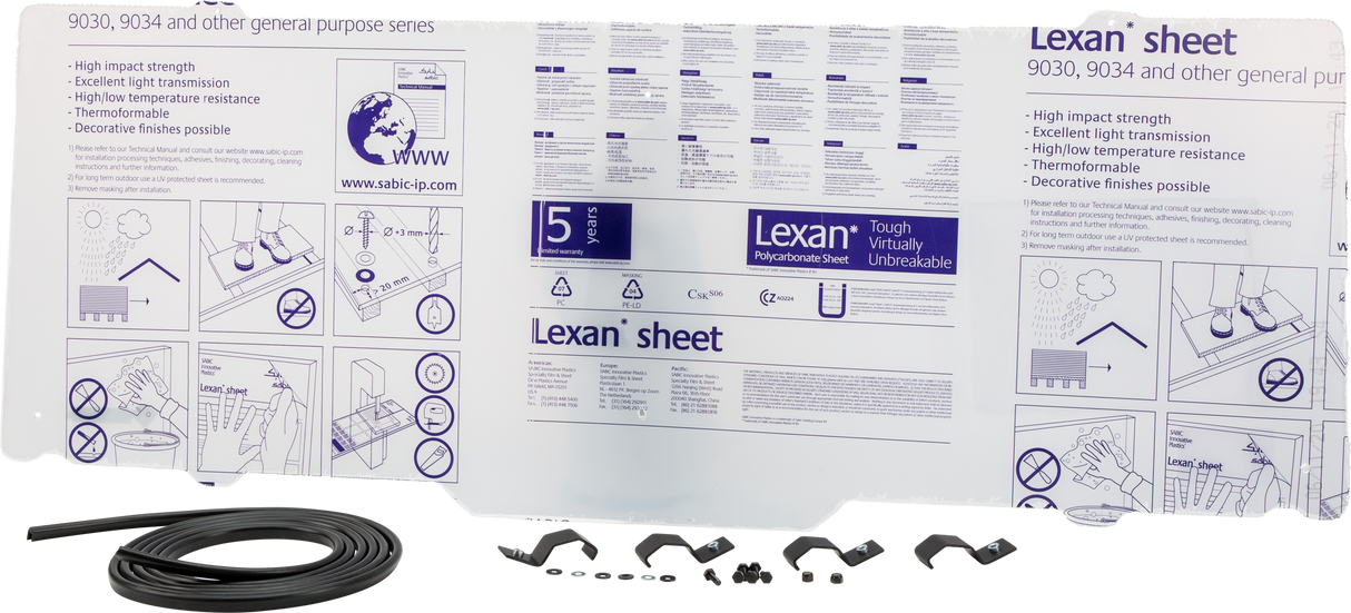 OPEN TRAIL Rear Windshield for Polaris Ranger XP 900 & 1000 Diesel HST - Clear Polycarbonate