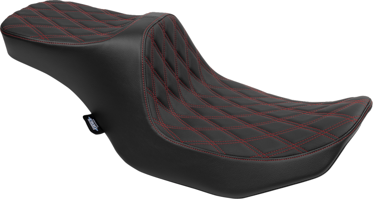 DRAG SPECIALTIES SEATS Predator III 2-Up Seat - Vinyl with Red Stitching for Harley FLT/FLH 2023-2024 - Model 4690D