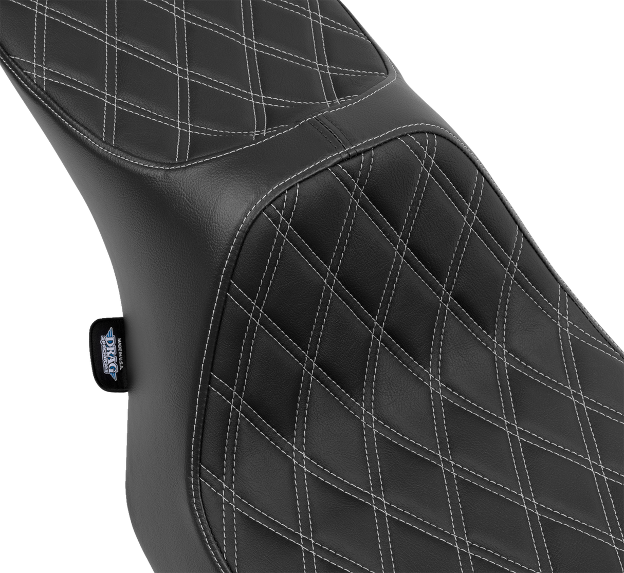DRAG SPECIALTIES SEATS Predator III 2-Up Seat for Harley FLT/FLH 2023-2024 – Vinyl Double Diamond Silver Stitching