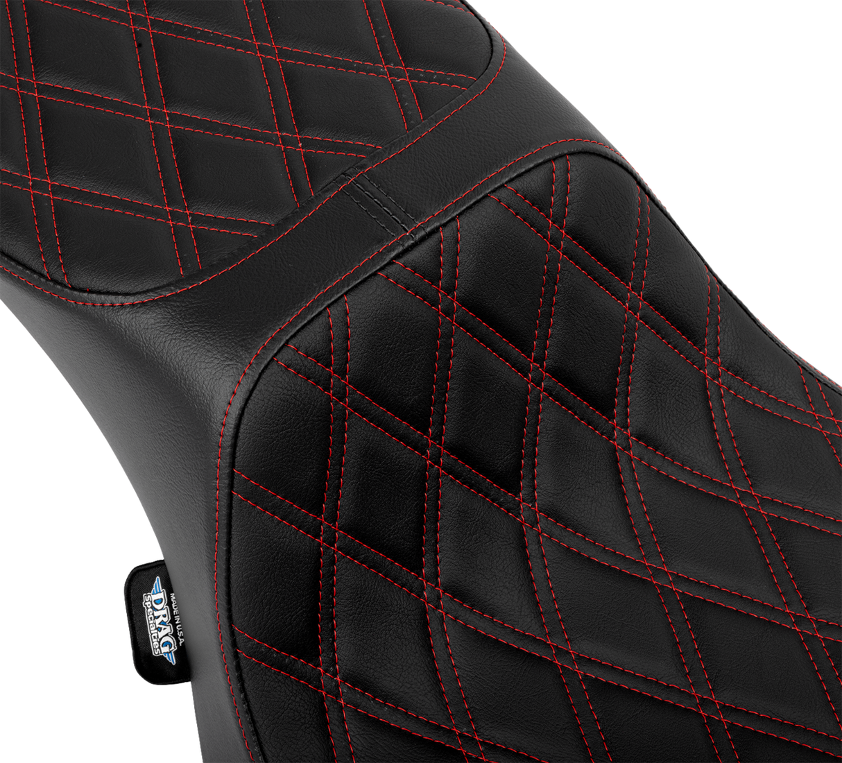 Drag Specialties Seats Performance Predator 2-Up Seat with Extended Reach for Harley-Davidson Models, Red Vinyl with Double Diamond Stitch Part 4691D