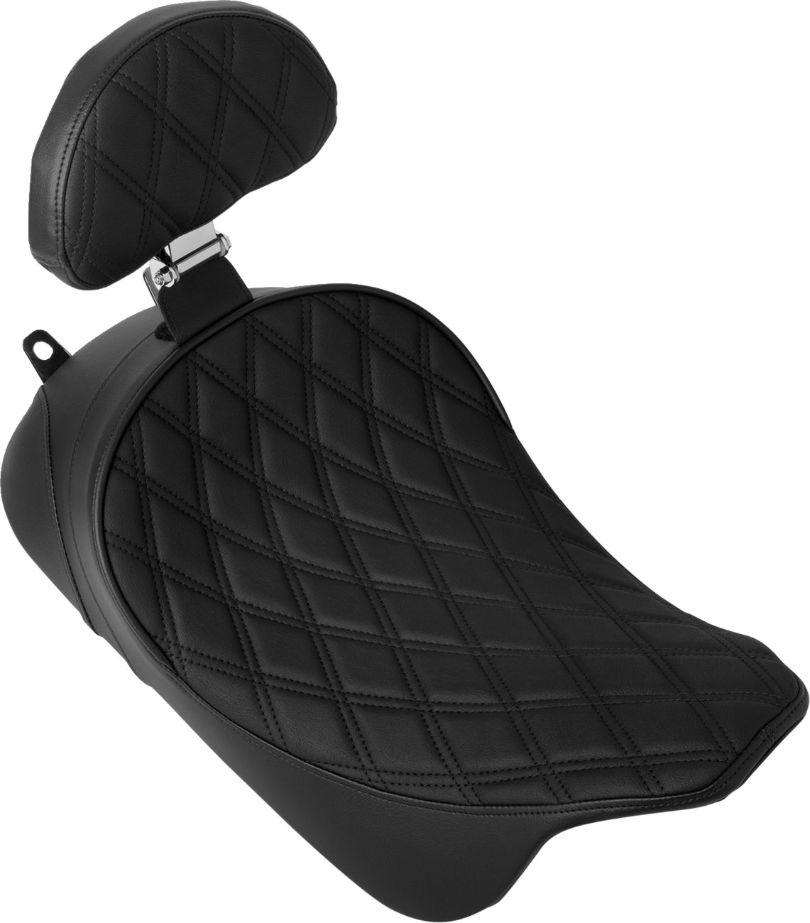 Drag Specialties Seats Solo Front Seat with Backrest Option for Harley-Davidson FL Models 2008-2023, Double Diamond Black Stitch Part 4699B