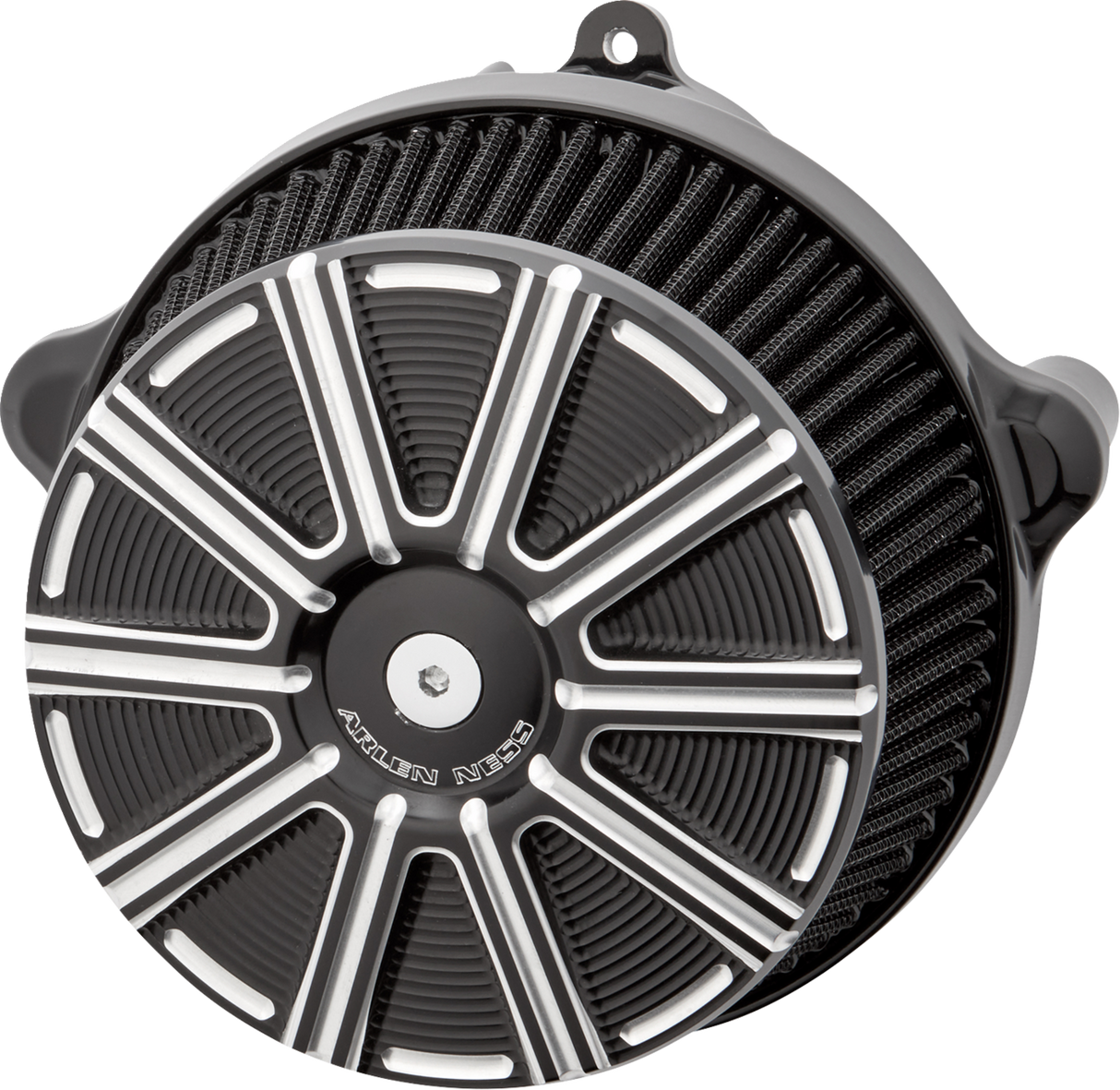 ARLEN NESS Big Sucker™ Stage 1 Air Cleaner Kit with Cover - 10 Gauge - Black with Machined Accents 600-307