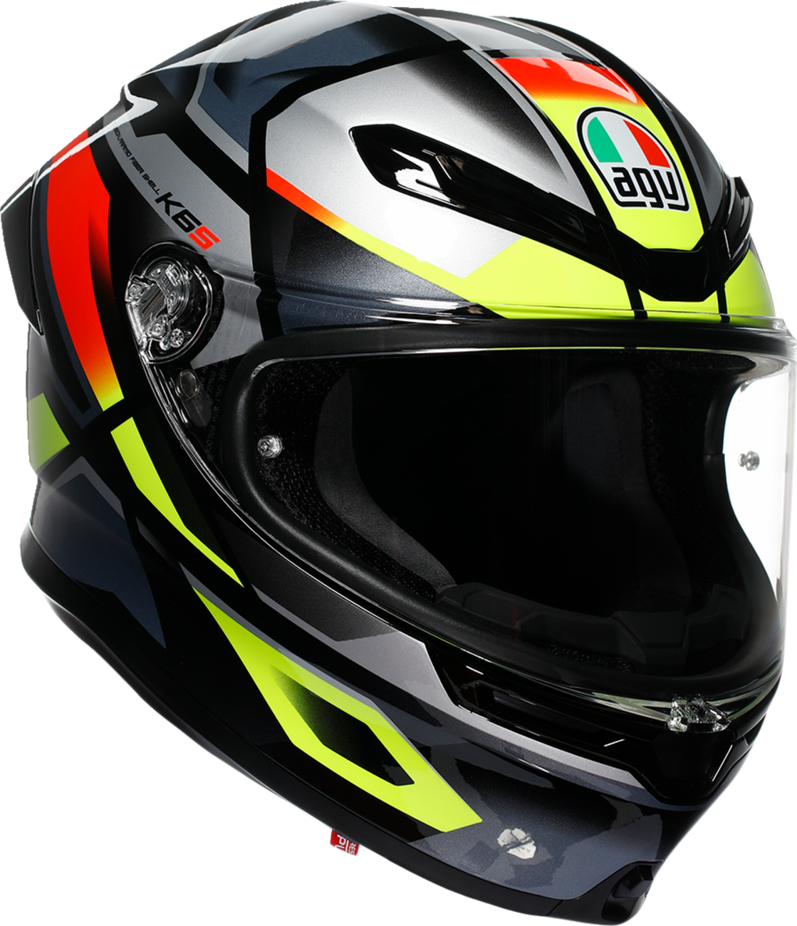 AGV K6 S Helmet Erazer - Black/Red/Yellow Fluo for Medium Fit - Enhanced Ventilation and Safety Features