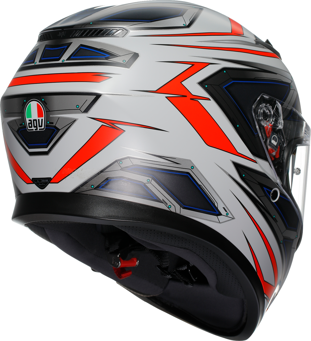AGV K3 Helmet Space Matte White/Red Fluo XL - Motorcycle Helmet for Sport and Touring Vehicles
