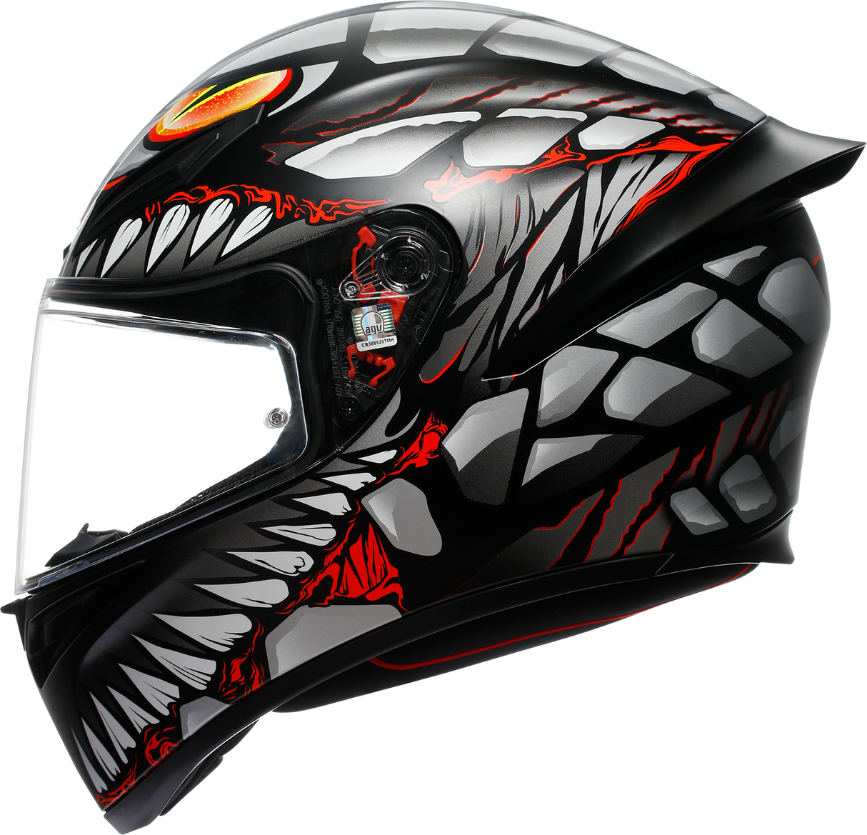 AGV K1 S Lyzard Motorcycle Helmet - Matte Black/Gray/Red for Cruiser, Sportbike, and Touring Bikes - XL 2118394003-044-XL