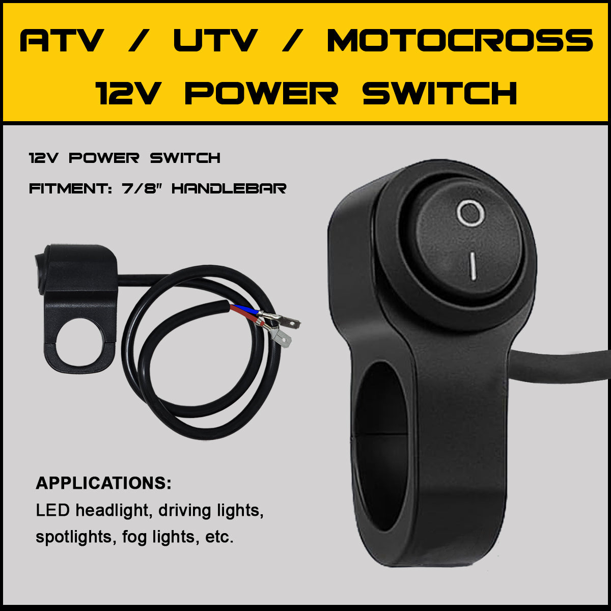 Pathfinder PWRMS Power Switch Mount with 18-inch Power Cable for 22mm Bars