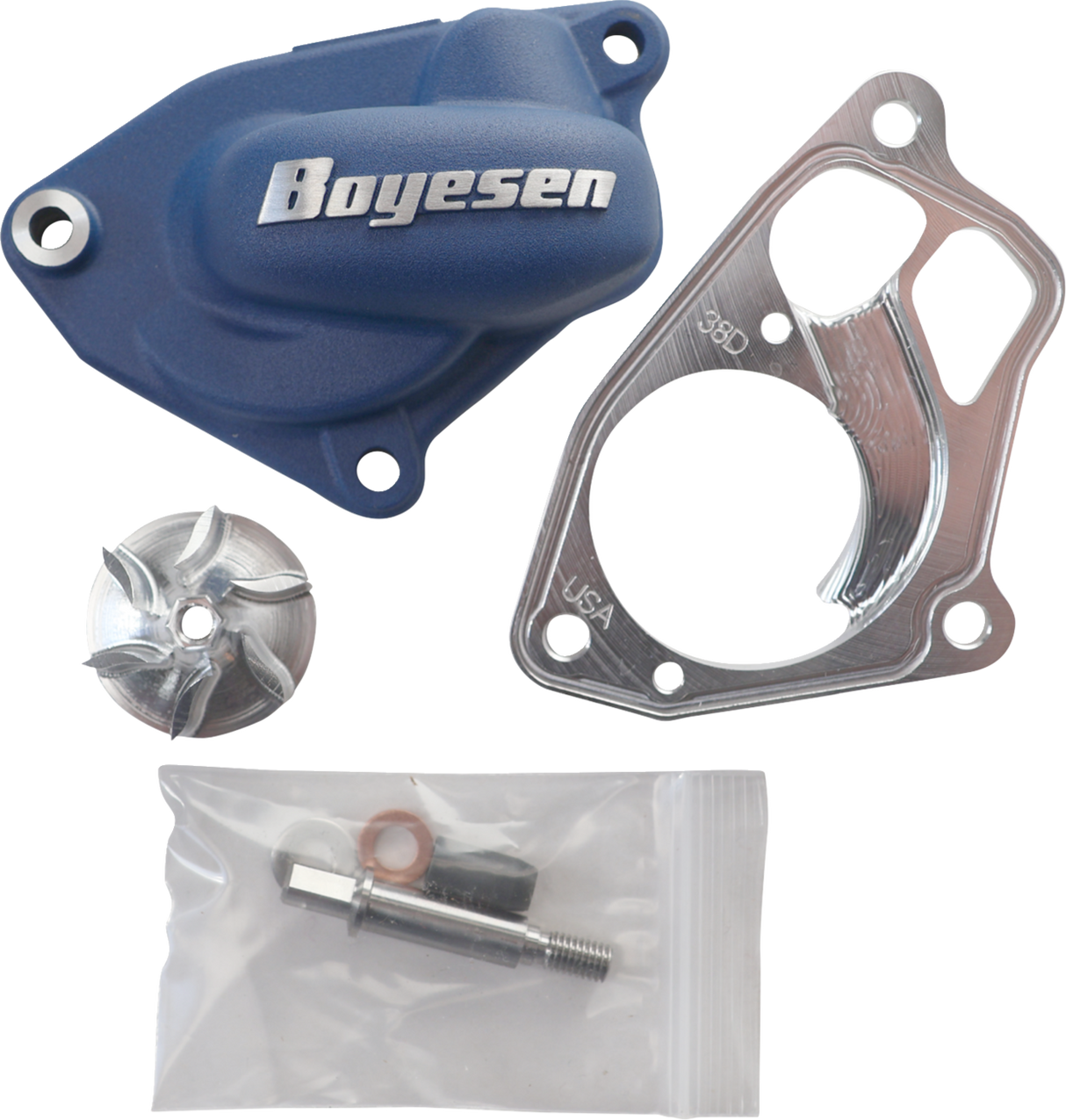 BOYESEN Water Pump Kit WPK-38DL for Yamaha Engines – Blue Aluminum Impeller and Cover Upgrade