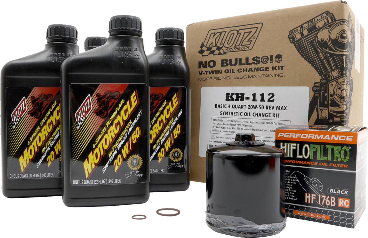 KLOTZ OIL Oil Change Kit - 20W-50 - Rev Max KH-112